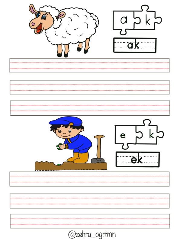 A-E-L-K Harf Kelimeleri Yazma Etkinliği